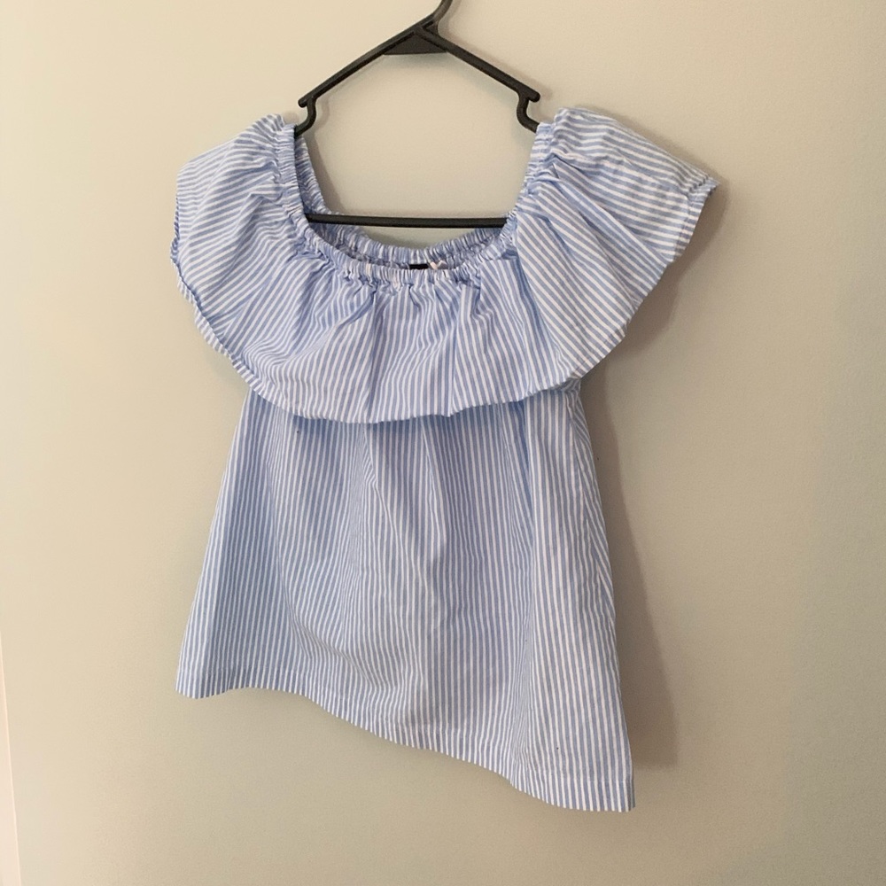 Striped Ruffled Neckline Top - Picture 3 of 3